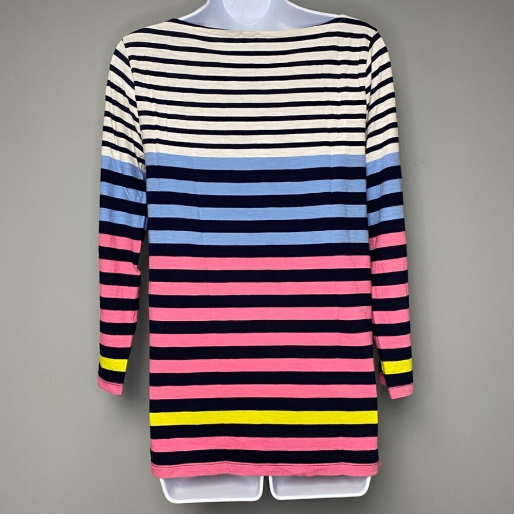 J.Crew Multicolor Stripe 100% Cotton Long Sleeve Boat Neck Tee Size M - Picture 2 of 5